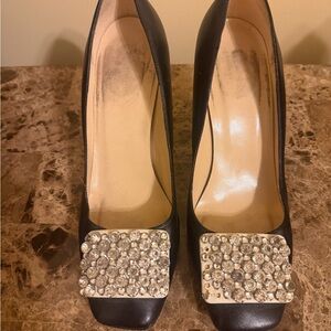 Kate Spade Black Heels with Embellished rhinestone Toe